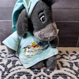 Disney Eeyore Plush in Mint Hoodie with Gray Fur